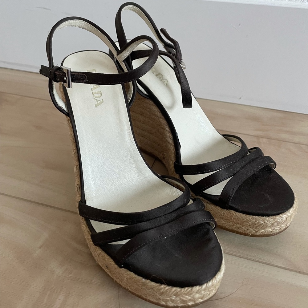 Prada Espadrille Wedge Sandals